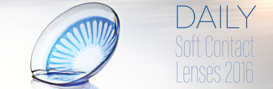 picture of a blue contact lens standing upright on a clean, abstract background