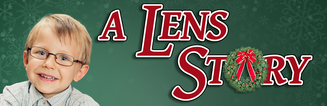 Picture of a kid wearing glasses from the Movie 'A Christmas Story' with the title text that reads, 'A Lens Story'