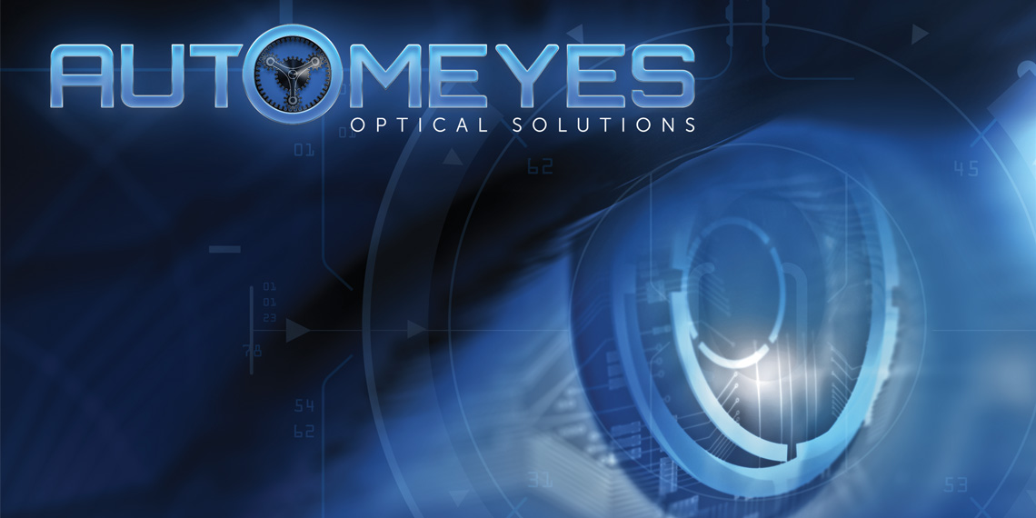 Hero image for article "Automeyes Optical Solutions". Automeyes logo with a blue robotic eye to the right.