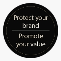 Circle with the words "Protect your brand - Promote your value" for the "Verification and Dispensing Quality Eyewear" article.